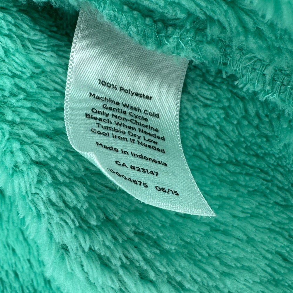 Talbots Aqua Teal Quarter Zip Fleece Pullover Medium Cozy Kangaroo Pocket - Picture 7 of 8